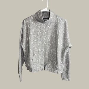 Kyodan Outdoor Grey Snakeskin Texture Fleece Mock Neck Cinch‎ Pullover Small